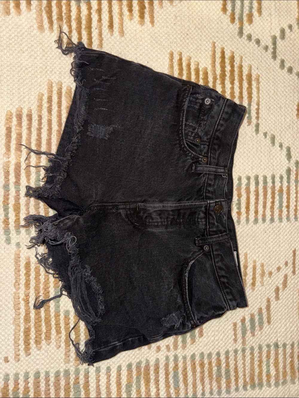 We The Free Black Distressed High-Rise Denim Shorts